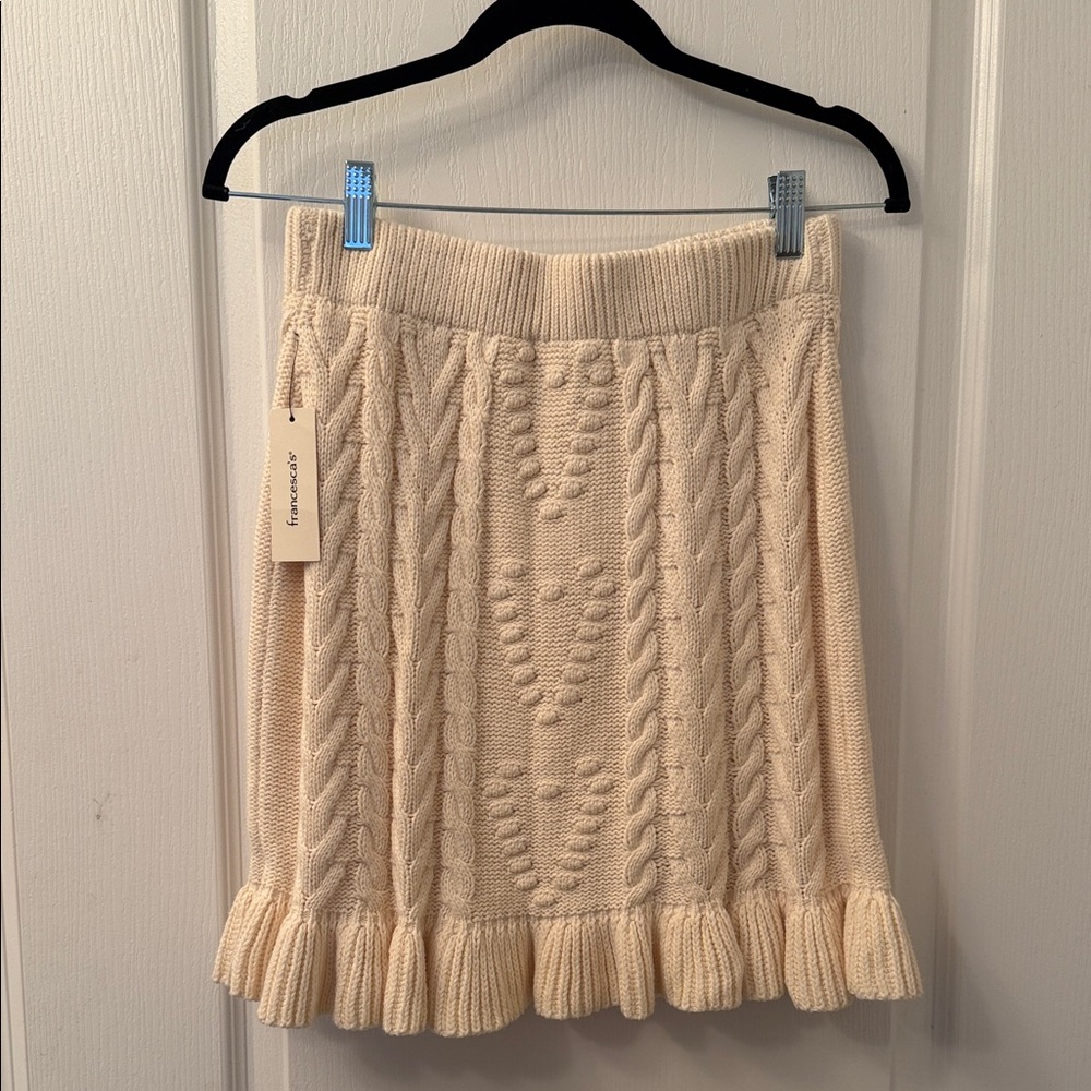 Francesca's Collections Cream Cable Knit Mini Skirt